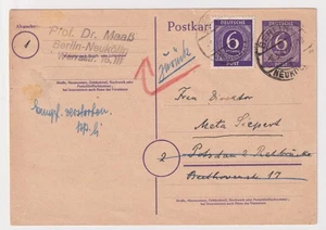 Deutschland 1947 12pf Ganzsache Geburtstag Grußkarte Berlin erfriert - Bild 1 von 2