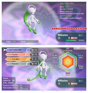 Pokemon Let's Go Pikachu Eevee ✨ SHINY ✨6 IV 1 LEVEL MEGA MEWTWO Y FAST DELIVERY