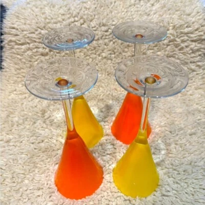 VINTAGE Blown Glass long stems; Orange and Yellow. Avant Garde, Champagne, Fancy - Image 1 of 4