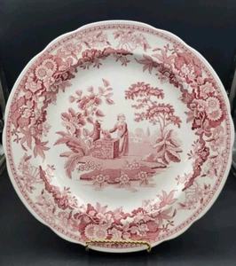 Spode Archive Collection Georgian Series Large Cranberry Display Plate Girl Well - Picture 1 of 5