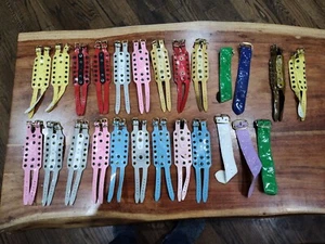 18 pc plus extra vtg watch bands 70's Mod snaps New Old Stock Multi colors vinyl - Picture 1 of 23