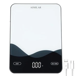 Chargeable Digital Kitchen Food Scale - AIMILAR LED Display Tempered Glass - Picture 1 of 6