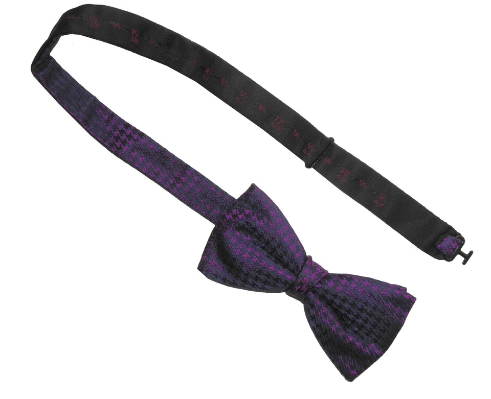 AWESOME BOW TIE > Mens Purple Dog Hounds Tooth Silk Adjustable 14" - 18½"  - Image 1 of 1