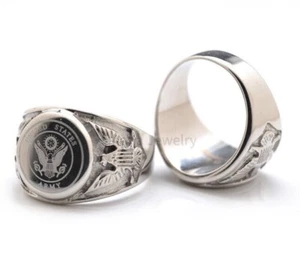 316L Stainless Steel U.S. American Military Rings - Navy Marines Army Air Force - Picture 1 of 9
