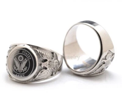 316L Stainless Steel U.S. American Military Rings - Navy Marines Army Air Force - Image 1 of 4