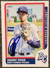 Dominic Pipken Signed IP 2019 Lakewood Blueclaws Card #22 Philadelphia Phillies!