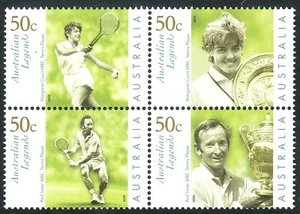 2003 Australian Tennis Legends Court & Laver, 2003 Block of 4 MNH • FREE POST - Foto 1 di 1