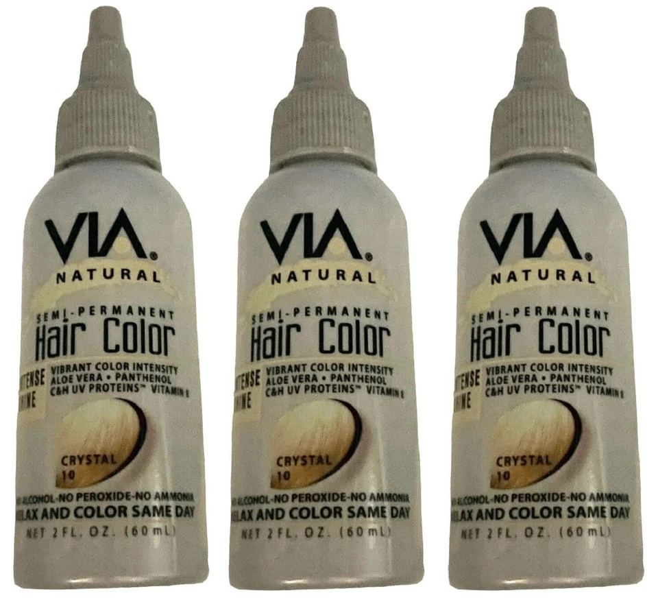 Упаковка 3 шт. - Via Natural Semi - перманентный цвет волос, кристалл 10, 4 унции - Изображение 1 из 1