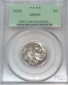 1926 Buffalo Nickel PCGS Mint State 65 (Old Green Holder) - Picture 1 of 4
