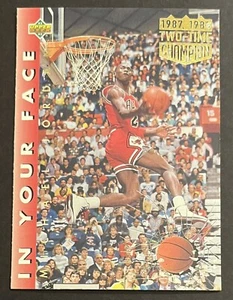 1992-93 UPPER DECK MICHAEL JORDAN 453 IN YOUR FACE 1997 1998 TWO TIME CHAMPION 8 - Picture 1 of 2