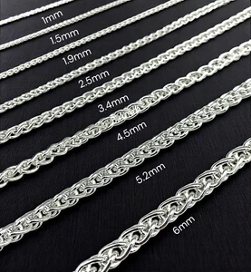 SPIGA WHEAT CHAIN NECKLACE 925 STERLING SILVER "ITALY" ALL SIZES - Picture 1 of 5