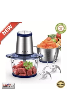 Electric Food Processor Chopper 500W 2 Speeds with 2 Bowls (8 Cup+8 Cup) - NEW - Picture 1 of 9