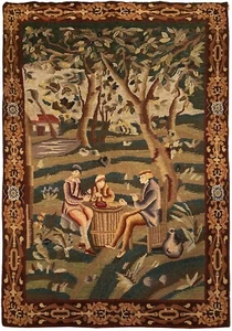3x5ft Antique English Tapestry Needlepoint 1920 Verdure Tapestry 99x148cm - Picture 1 of 10