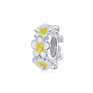 SOLID Sterling Silver Yellow Frangipani Flower Spacer Charm by YOUnique Designs - Bild 1 von 3