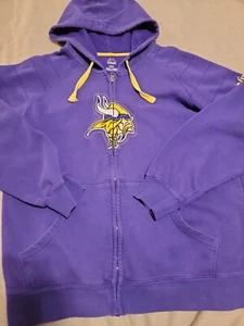 RARE VINTAGE Minnesota Vikings Hoodie Mens Medium Purple Zip Sweatshirt NFL 90's - Picture 1 of 3