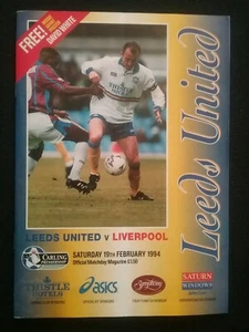LEEDS UNITED v LIVERPOOL PROGRAMME FA CARLING PREMIERSHIP 19th FEB 1994 - Imagen 1 de 5