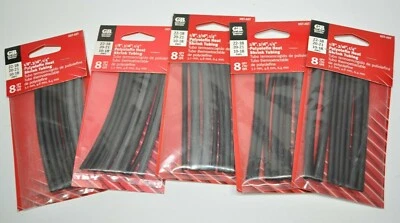 Lote de 5 paquetes de 8 tubos termorretráctiles surtidos Gardner Bender 1/8" 3/16" 1/4" Foto 1 de 3