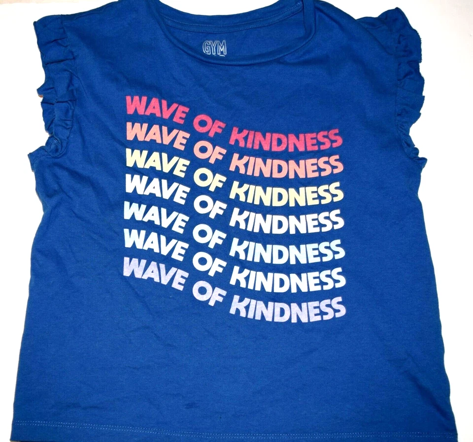 EUC GYMBOREE MIX & MATCH GIRLS BLUE RUFFLE WAVE OF KINDNESS SHIRT SIZE L 10-12 - Image 1 of 1