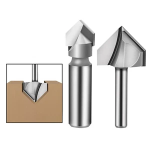 For 90 Degree Carbide Tipped V-Groove Router Bit Cutting Tool Parts​ Set - Picture 1 of 23