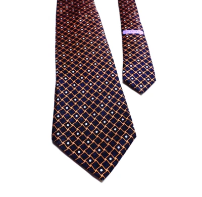 Corbata con micropatrón BVLGARI 7 pliegues azul oscuro 100 % seda hecha en Italia Foto 1 de 4