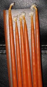 VTG 12 1960 Hjertelys 14.5" Orange Tiny Taper Hand Dipped Flower Candles Denmark - Picture 1 of 7