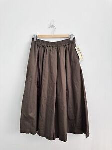 New Muji Easy Cropped Wide Cotton Pants in Khaki Green Size Large Has Pockets
