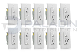 (Paquete de 10) 15A GFCI Outlet UL Listed - Resistente a la intemperie / Tamper WR TR - Blanco - Imagen 1 de 4