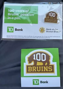 Boston Bruins 100 Years Centennial TD Bank Limited Edition Pin & Sticker Combo - Picture 1 of 1