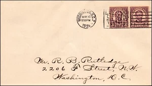 Scott 600 - 3 Cents Lincoln - FDC - Addressed - Coil Pair - SCV - $85.00 - Bild 1 von 2
