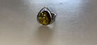 Size O Green Amber Sterling Silver Ring