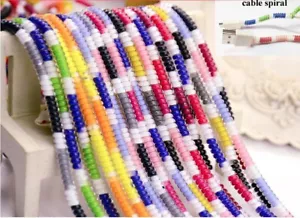 1.4M Shiny Solid Colorful TPU Spiral Cable Protector | USB Charger Cord Saver - Picture 1 of 49