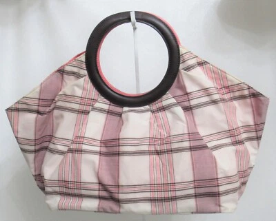 Bolso de mano Banana Republic a cuadros con asa de cuero superior trapezoidal vintage Foto 1 de 4