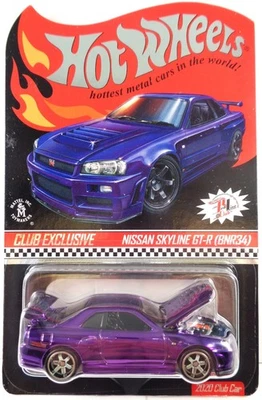 2020 HOT WHEELS RLC  MEMBERSHIP CAR PURPLE NISSAN SKYLINE GT-R ( BNR34) WITH PIN - Image 1 of 4