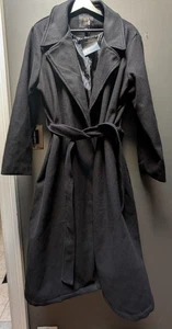 QED London Women's Black Belted Coat Overcoat US Size 16 - NWT - Picture 1 of 11