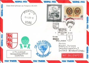 Österreich, Ballonpost Beleg 1980 Kärnten WIPA 81 Rotes Kreuz OE-AZK Villach - Picture 1 of 3