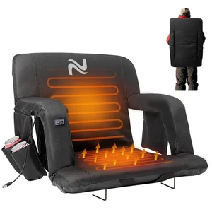 Asiento portátil ancho con calefacción para gradas de estadio con soporte trasero y reposabrazos - Imagen 1 de 13