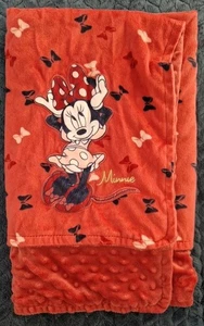 Primark Disney Minnie Mouse pram Blanket Double Sided bumps Dark Pink Used - Picture 1 of 8