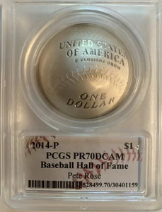 Pete Rose Signed Label 2014-P $1 PCGS PR70 DCAM Baseball Hall of Fame Dollar - Picture 1 of 3