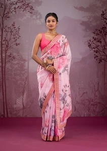 Saree Blouse Bollywood Party Wear Indian Pakistani New Sari Wedding Designer - Picture 1 of 11