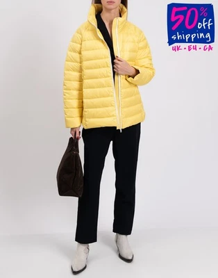 RRP €1088 IENKI IENKI Down Quilted Jacket Size M Yellow Zip High Neck - Image 1 of 4