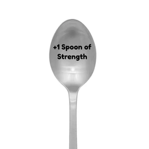Custom Laser Engraved "+1 Spoon of Strength" Funny Spoon Gift Gamers Food Lovers - Picture 1 of 1