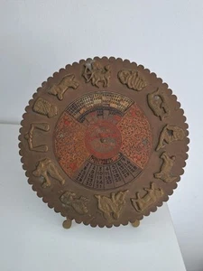 Ancien Calendrier Zodiac 100 ans En Laiton 1987-2086. - Picture 1 of 15