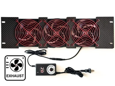 3U Rackmount Cooling Exhaust Fan Panel Red Grille Quiet High-Airflow 19" Server - Image 1 of 4