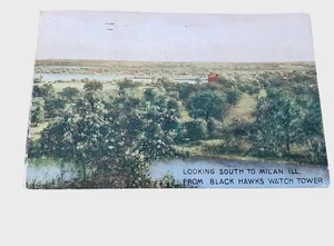 Cartolina antica 1914 guardando a sud verso Milano malata da torre di guardia Falchi neri - Foto 1 di 2
