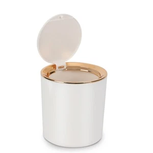 Small Trash Can Wastebasket with Lid Round 2.6L Mini Desk Top Bin for Vanity ... - Picture 1 of 6