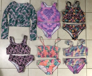 [Lot of 11 Pieces] Girls’ Swimsuits Swimwear Top & Bottom Size L - XL Colorful - Picture 1 of 12