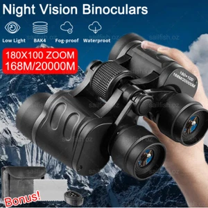 180x100 Military Zoom Powerful Binoculars Day/Low Night Optics Hunting with Case - Picture 1 of 12