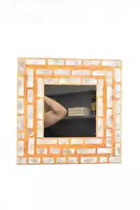 Espejo De Madera Con Efecto De Madreperla Mosaico 40x40 Cm - Imagen 1 de 2