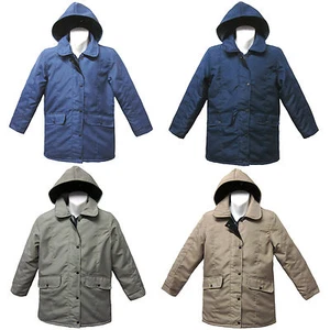 NEW WOMENS LADIES QUILTED PADDED BUTTON ZIP JACKET COAT WITH DETACHABLE HOOD - Picture 1 of 5