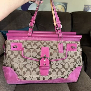 RARE VINTAGE Y2K COACH BERRY PINK SIGNATURE C SATCHEL BAG PURSES HANDBAG 6876 - Picture 1 of 7
